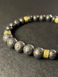 Men's bracelet, Natural Volcanic stone