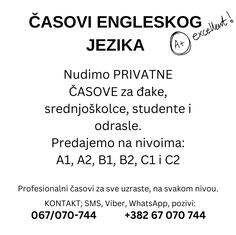 Časovi engleskog jezika za đake, srednjoškolce, studente i odrasle.