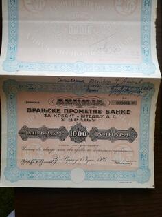 Akcije 1000 dinara iz 1926.god
