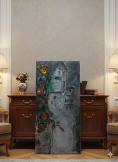 Manastir ostrog ulje na platnu 90 x 40 cm