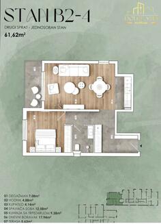 Jednosoban stan 61m2 - Kotor - Bigova