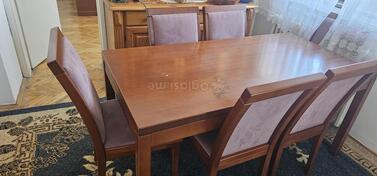 Sto + plus 6 stolica od punog drveta, 80 x 160