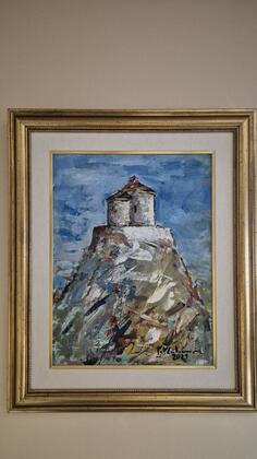 Umjetnička slika ulje na platno.Dimenzija sa ramom 57×68cm