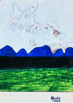KRSTO ANDRIJAŠEVIĆ 70x50cm lavirani tuš, umjetnička slika na prodaju