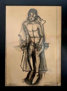 UROS TOSKOVIC 1957 90x60cm TUS, umjetnicko djelo na prodaju