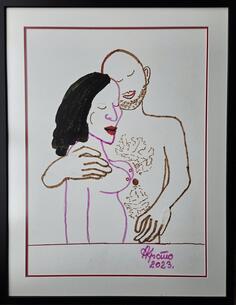 KRSTO Andrijašević 2023. 70x50cm lavirani tuš, umjetnicka slika na prodaju