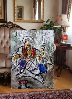 Crnogorac Guslar ulje na platnu