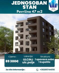 Jednosoban stan 47m2 - Ulcinj - Ulcinj (uži dio)