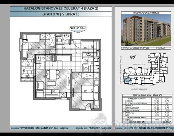 Dvosoban stan 63m2 - Podgorica -  Stari aerodrom