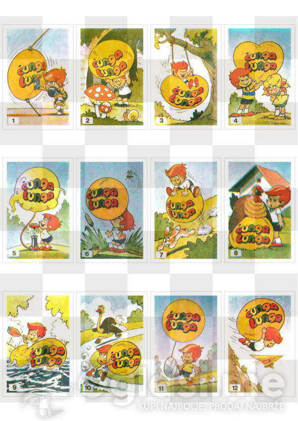 Komplet 60 Čunga-Lunga sličica - Serija iz 1980-ih