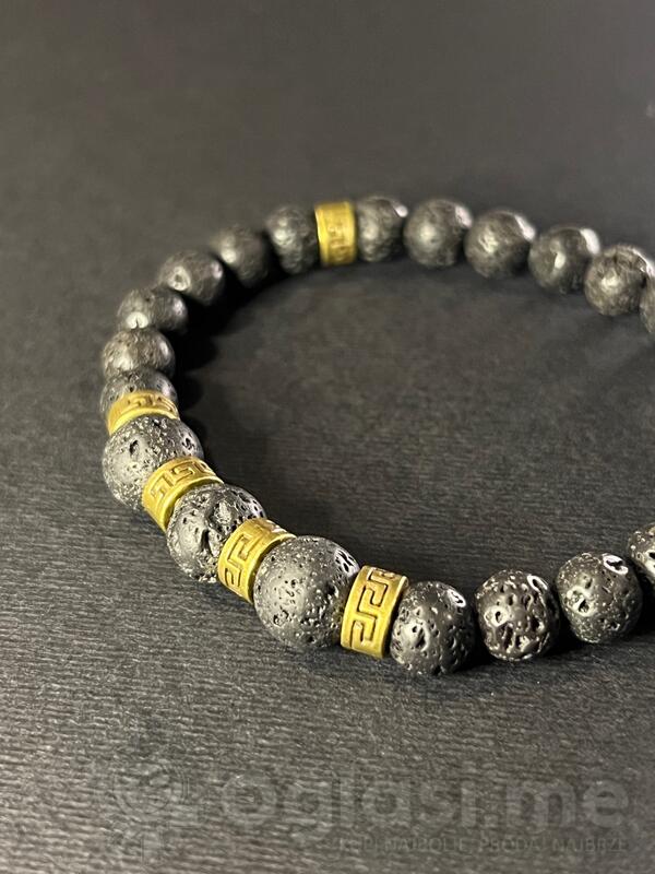 Men's bracelet, Natural Volcanic stone