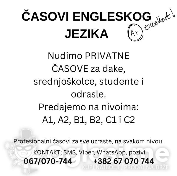 Časovi engleskog jezika za đake, srednjoškolce, studente i odrasle.