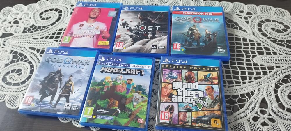 God ragnarok,ghost od tsushima,gta5, Minecraft,fifa20,gow 2018 za PlayStation 4