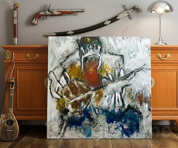 Crnogorac Guslar Apstrakcija 100 x 80 