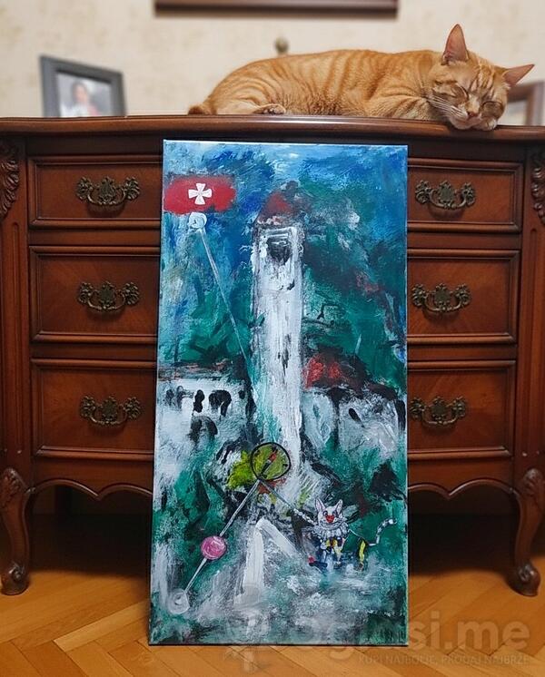 Sahat Kula Podgorica ulje na platnu