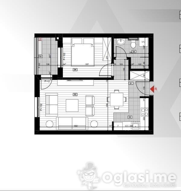 Jednosoban stan 46m2 - Podgorica - Stari Aerodrom