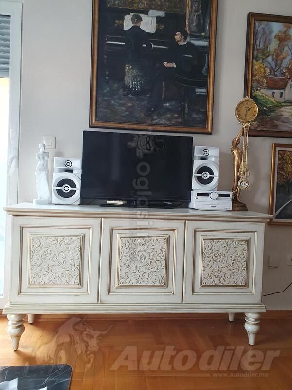 komoda sto i 2 stolice patinirano pozlatom novo