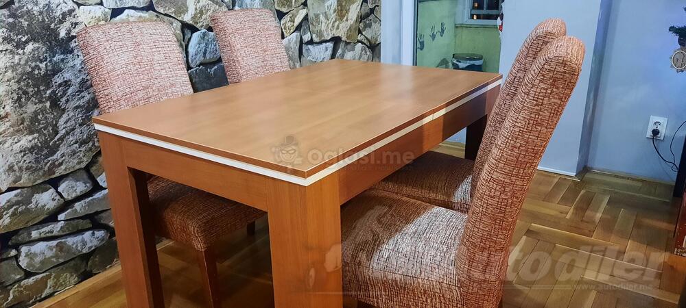 Trpezarijski sto sa 4 stolice (120-150 x 80cm)