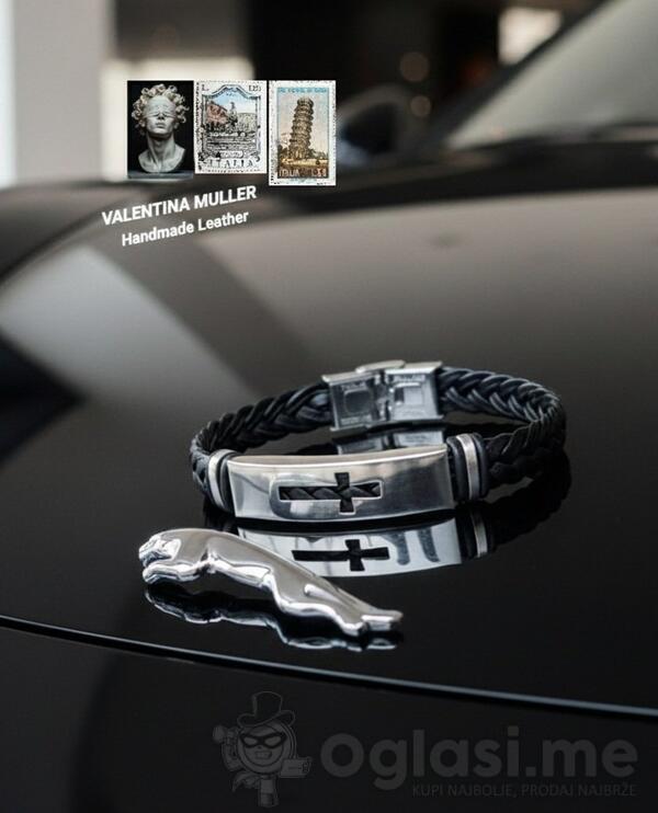 Muska kozna narukvica Anticki krst