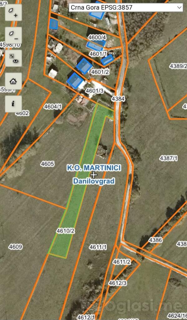 Građevinsko zemljište 1820m2 - Danilovgrad - > Okolina grada