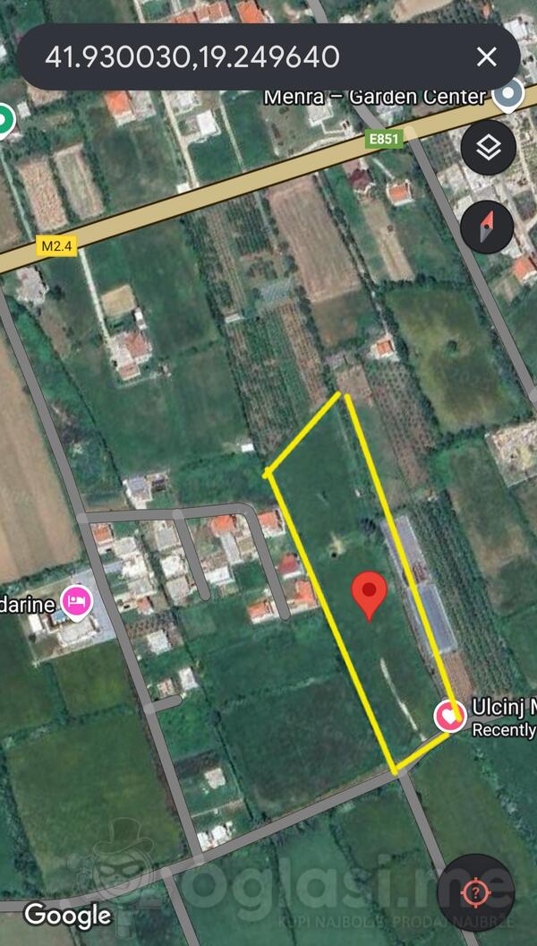 Industrijsko zemljište 1000m2 - Ulcinj - > Okolina grada