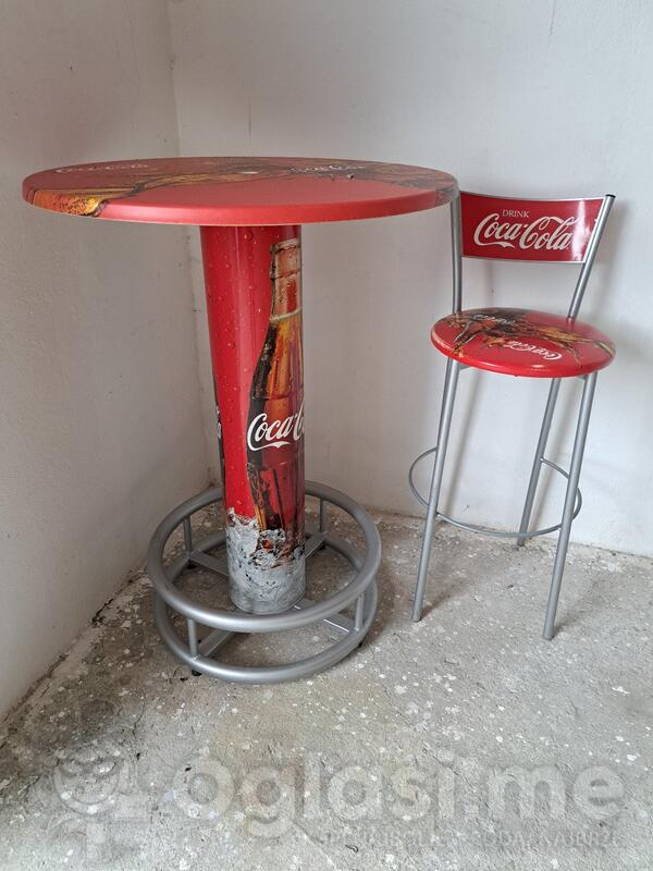Barski sto sa stolicom metalni coca cola