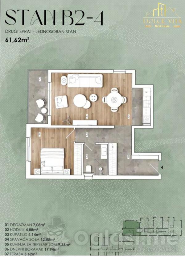 Jednosoban stan 61m2 - Kotor - Bigova