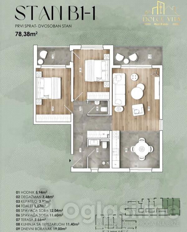 Dvosoban stan 78m2 - Kotor - Bigova