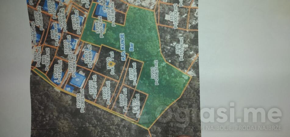 Građevinsko zemljište 2376m2 - Bar - Kunje