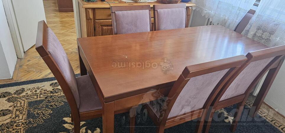 Sto + plus 6 stolica od punog drveta, 80 x 160