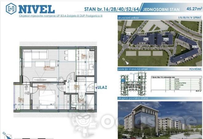 Jednosoban stan 45m2 - Podgorica - > Okolina grada Zabjelo