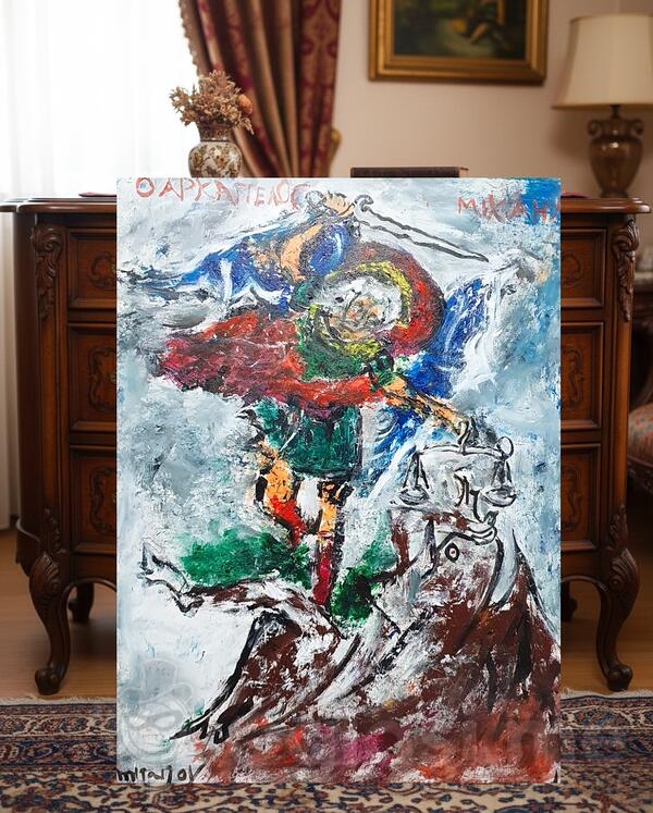 Arhangel Mihail ulje na platnu 90 x 60 cm