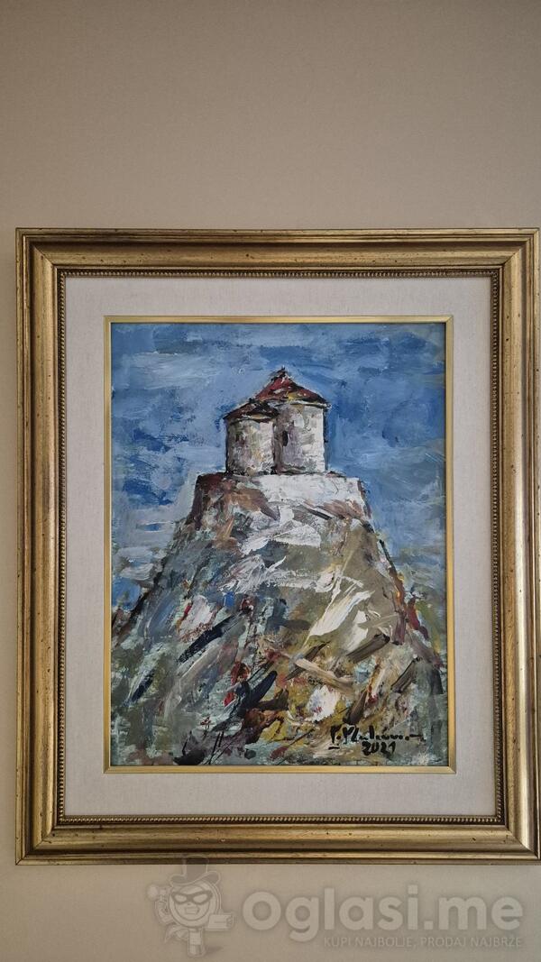 Umjetnička slika ulje na platno.Dimenzija sa ramom 57×68cm