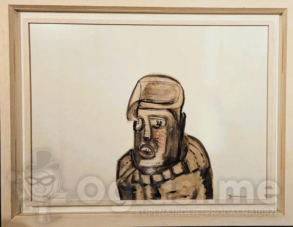 UROŠ TOŠKOVIĆ 1983. GENERAL 75x55cm lavirani tuš, umjetničko djelo na prodaju