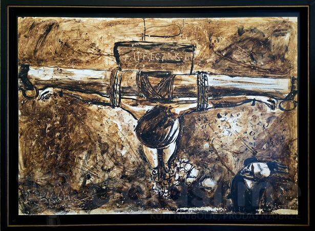 Dragan BRILE Mijač RASPEĆE 100x75cm mastilo od hobotnice