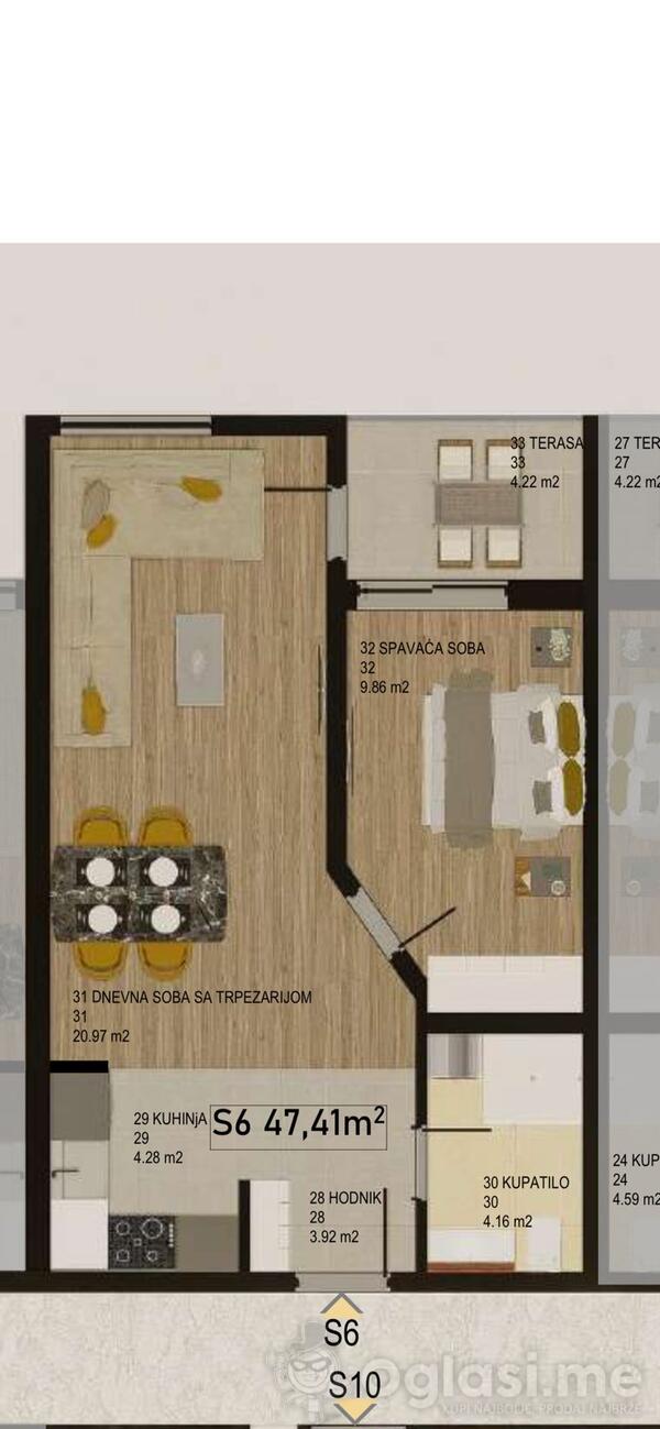 Jednosoban stan 47m2 - Bar - Centar grada