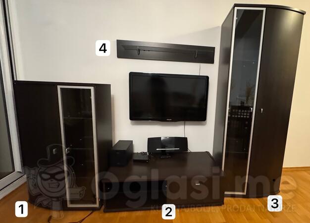 Vitrina, komod, polica, komplet namještaja