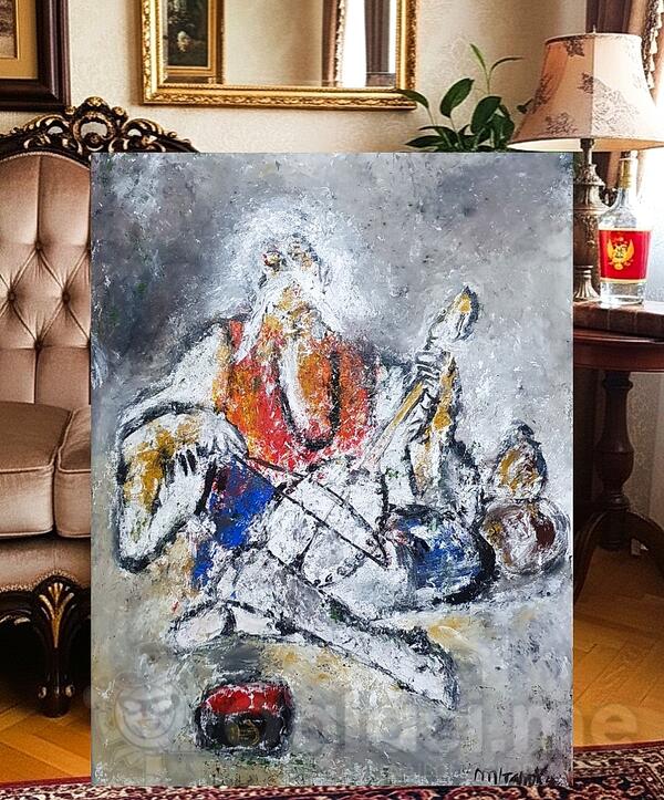 crnogorac guslar ulje na platnu