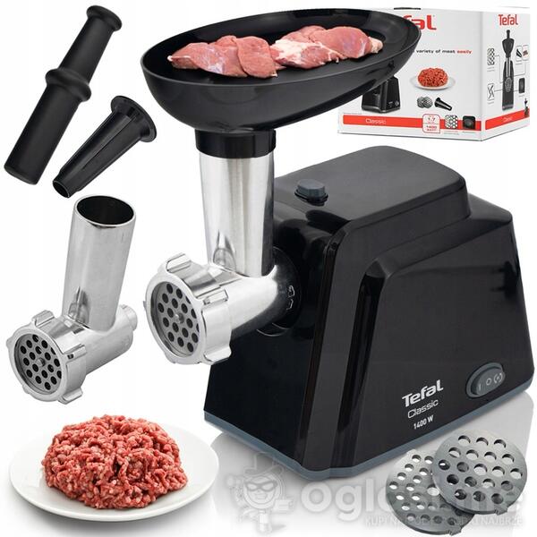 Električni mlin za meso i Tefal 1400W sa dodatkom za kobasice crni