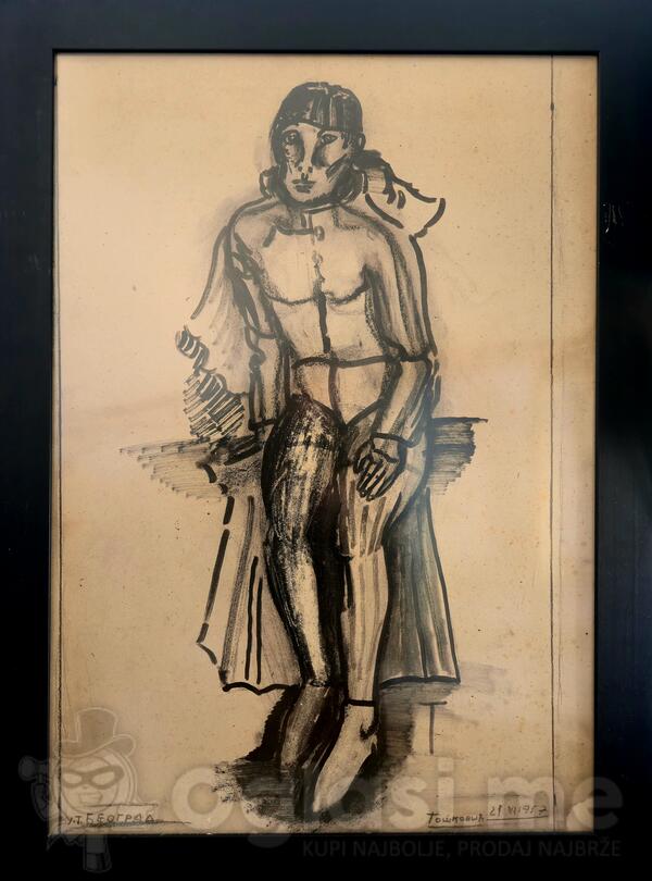 UROS TOSKOVIC 1957 90x60cm TUS, umjetnicko djelo na prodaju