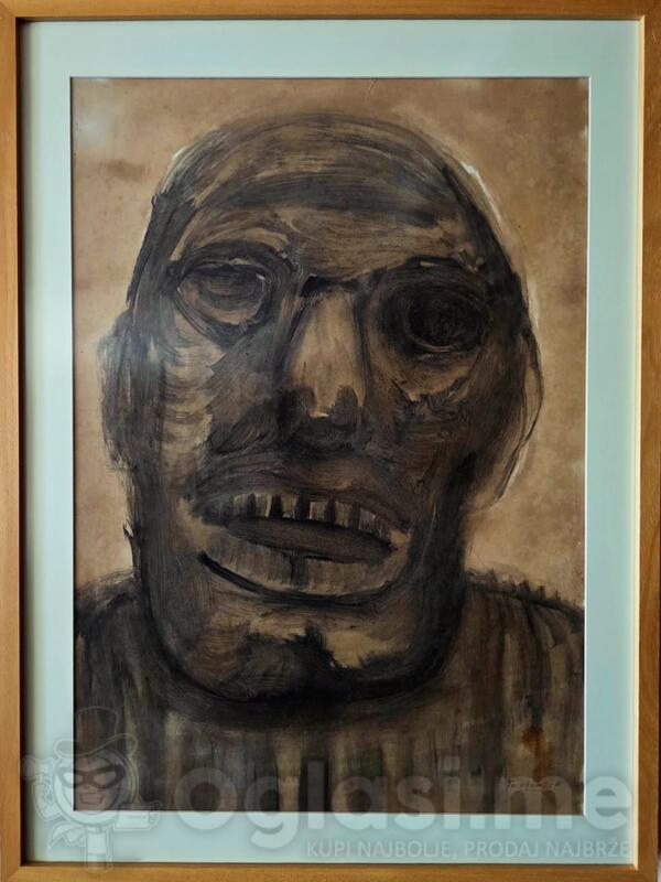 UROS TOSKOVIC 1980. 60X40CM VOJNIK, lavirani tus umjetnicka slika na prodaju