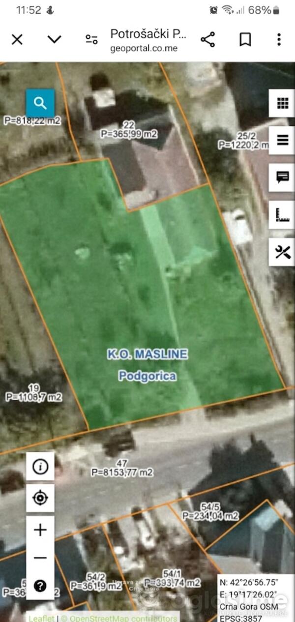 Građevinsko zemljište 997m2 - Podgorica - Masline