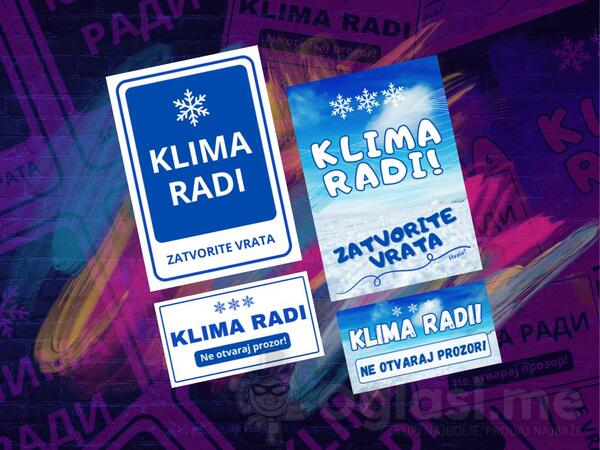 Nalepnice klima radi zatvori vrata/ne otvaraj prozor