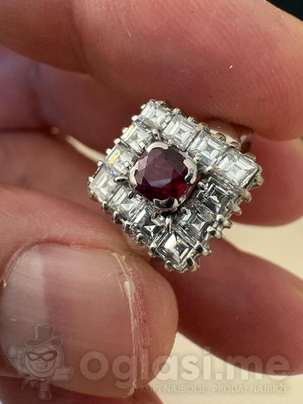 Diamant Rubin Prsten belo zlato