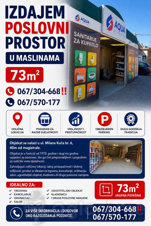 Prodavnica 73m2 - Podgorica - Masline