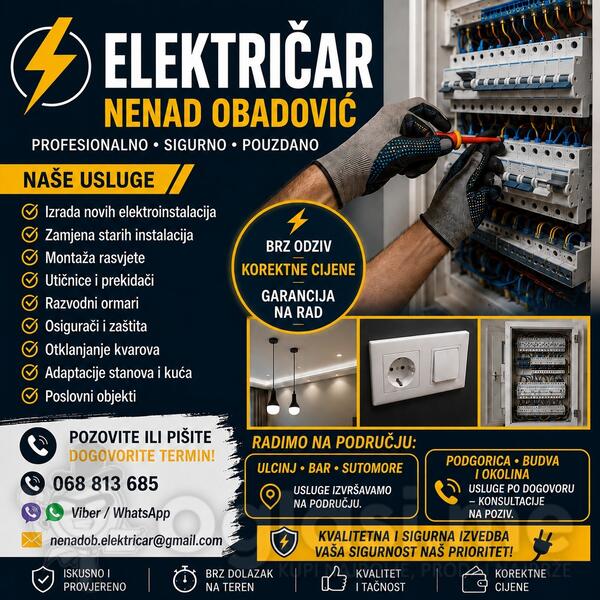 Profesionalni električar – Elektroinstalacije, kvarovi i adaptacije