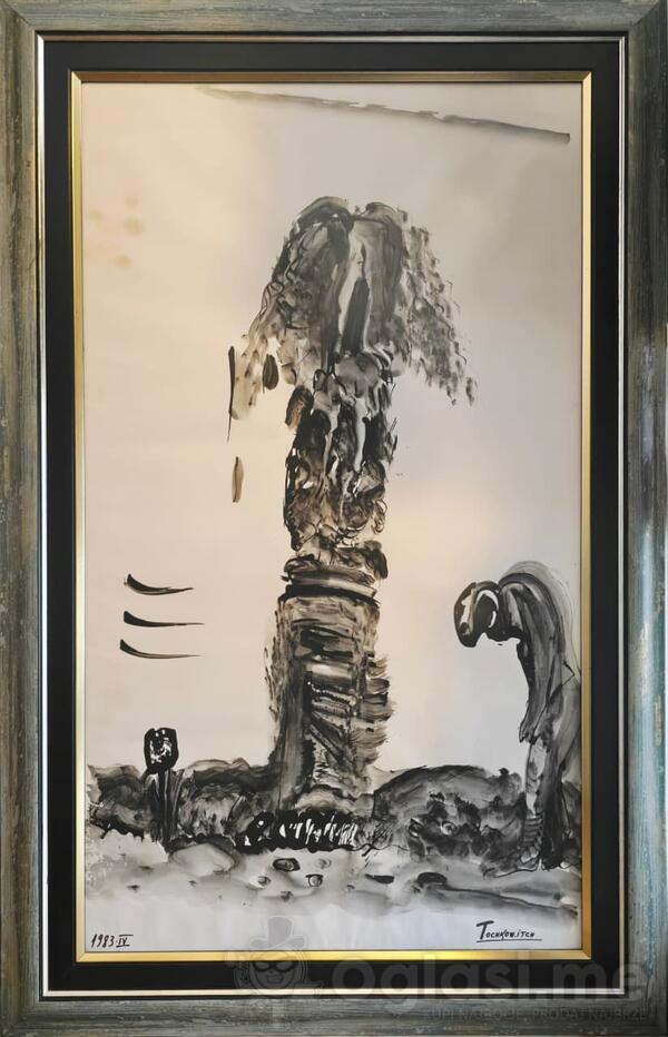 UROŠ TOŠKOVIĆ 1983. 80x55cm lavirani tuš, umjetnička slika na prodaju